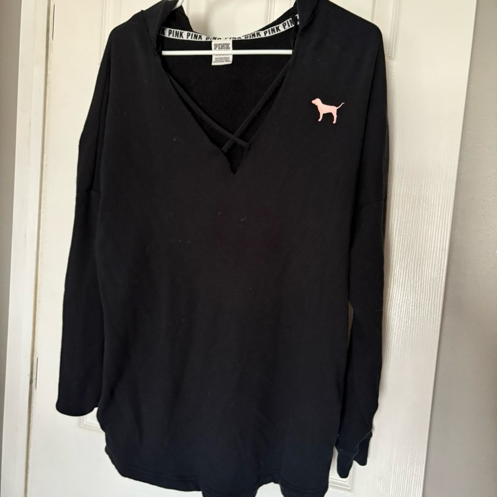 PINK Victoria's Secret Black V-Neck Women's Top